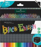 Faber-Castell 116411 - Buntstifte Black Edition, 100er Kartonetui, bruchsicher, für Kinder und Erwachsene