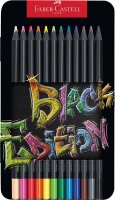 Faber-Castell 116413 - Buntstifte Blackwood, Black Edition, 12er Metalletui