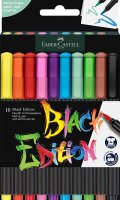 Faber-Castell 116451 - Filzstifte Set Black Edition 10er Etui, mit Pinselspitze, für Kinder und Erwachsene