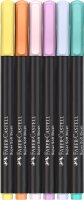 Faber-Castell 116453 - Filzstifte Set Black Edition 6er Etui, Pastellstifte mit Pinselspitze, für Kinder und Erwachsene