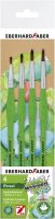 Eberhard Faber 579926 - Green Winner Synthetik-Pinselset mit 4 Größen, Rundpinsel mit ergonomischer Dreikant-Griffzone, Pinsel zum Malen und Zeichen in der Schule und Freizeit