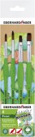 Eberhard Faber 579927 - Green Winner Synthetik-Pinselset mit 4 Größen, 2 Rund- und 2 Flachpinsel mit Dreikant-Griffzone, Pinsel zum Malen und Zeichen in der Schule und Freizeit