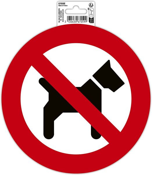 Exacompta - 1 Piktogramm, rund, nicht für Hunde, aus PVC-Vinyl, rutschfest, glänzend, Durchmesser: 20 cm, Farbe: Rot/Weiß
