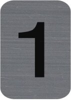 Exacompta - Art.-Nr. 67181E - 1 x Haftschild CHIFFRE 1 - Wandschild bedruckt - auf allen Untergründen - Aluminium Optik gebürstet - Maße: 2,5 x 4,4 cm