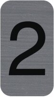 Exacompta - Art.-Nr. 67182E - 1 Selbstklebende Platte CHIFFRE 2 - Wandschild bedruckt - auf allen Untergründen - Aluminium Optik gebürstet - Maße: 2,5 x 4,4 cm