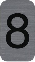 Exacompta - Art.-Nr. 67188E - 1 Selbstklebende Platte CHIFFRE 8 - Wandschild bedruckt - auf allen Untergründen - Aluminium Optik gebürstet - Maße: 2,5 x 4,4 cm