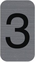 Exacompta - Art.-Nr. 67183E - 1 x Haftschild CHIFFRE 3 - Wandschild bedruckt - auf allen Untergründen - Aluminium Optik gebürstet - Maße: 2,5 x 4,4 cm