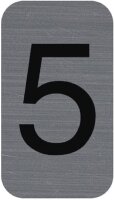 Exacompta - Art.-Nr. 67185E - 1 x Haftschild CHIFFRE 5 - Wandschild bedruckt - auf allen Untergründen - Aluminium Optik gebürstet - Maße: 2,5 x 4,4 cm