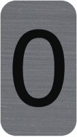 Exacompta - Art.-Nr. 67190E - 1 selbstklebende Platte CHIFFRE 0 - Wandschild bedruckt - auf allen Untergründen - Aluminium Optik gebürstet - Maße: 2,5 x 4,4 cm