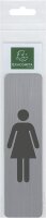 Exacompta - 67168E - 1 Türschild senkrecht selbstklebend Dame - Wandschild bedruckt - auf allen Untergründen - Aluminium Optik gebürstet - Maße: 4,4 x 16,5 cm