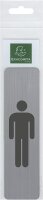 Exacompta - 67169E - 1 Türschild vertikal selbstklebend Herren - Wandschild bedruckt - auf allen Untergründen - Aluminiumoptik gebürstet - Maße: 4,4 x 16,5 cm