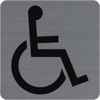 Exacompta - 67191E - 1 Türschild selbstklebend Handicapés Logo - Wandschild bedruckt - auf allen Untergründen - Aluminium gebürstet - Maße: 7,5 x 7,5 cm