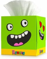 Renova Kids-Box Taschentücher - 4er Pack Gesichter - Zupfboxen Kids - fröhliche Gesichter - Kosmetiktücher - 4 Packs á 50 Tücher pro Box