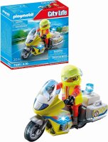 PLAYMOBIL City Life 71205 Notarzt-Motorrad mit Blinklicht, Spielzeug für Kinder ab 4 Jahren