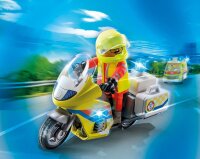 PLAYMOBIL City Life 71205 Notarzt-Motorrad mit Blinklicht, Spielzeug für Kinder ab 4 Jahren
