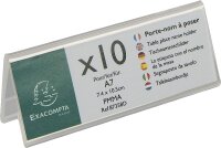 Exacompta 87358D 10er Pack Tisch-Namensschilder Querformat DIN A7 gefaltet aus hochwertigem Acryl beidseitig verwendbar UV beständig 10,5x4,0 cm Tischaufsteller Tischschild transparent