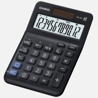 Casio Tischrechner MS-20F, 12-stellig, Steuerberechnung, Währungsumrechnung, Vorzeichenwechsel, Solar/Batteriebetrieb