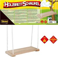 Idena 40197 - Brettschaukel aus Holz, für Kinder ab 3 Jahren, mit verstellbaren Halteseilen und Stahlringen, Tragkraft bis 50 kg, für unbeschwerten Schaukelspaß