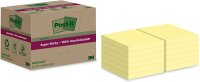 Post-it Super Sticky 100 % Recycling Notes, 12 Blöcke, 70 Blätter pro Block, 76 mm x 76 mm, Gelb - Extra starke Haftnotizen aus 100 % Recyclingpapier