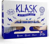 KLASK - Preisgekröntes Geschicklichkeitsspiel für 2 Spieler - Brettspiel für Familie und Erwachsene - Magnetspiel aus Holz - Spiel des Jahres Empfehlungsliste - Schlag den Star - Spiele ab 8 Jahren