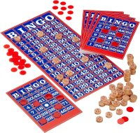 Schmidt Spiele 49089 Classic Line, Bingo, mit Zahlensteinen aus Holz, bunt