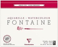 Clairefontaine 96414C Malblock, 4-seitig verleimt Aquarellpapier Feinkörnig, Fontaine/Hadern, 24 x 30 cm, 25 Blatt, 300 g Packung, weiß