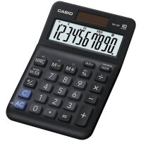 Casio Tischrechner MS-10F, 10-stellig, Steuerberechnung, Währungsumrechnung, Vorzeichenwechsel, Solar/Batteriebetrieb