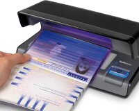 Safescan 70 Schwarz - UV & Weiβlicht Falschgeld Prüfgerät für Wasserzeichen und Mikroprint Erkennung - Überprüfung von Geldscheinen, Kreditkarten und Ausweisen