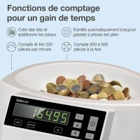 Safescan 1250 EUR - Automatischer Münzzähler und Sortierer für EUR, weiß, 35.5 x 33 x 26.6 cm