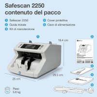 Safescan 2210 - Zählmaschine für sortierte Scheine, mit doppeltem Scheck auf Falschgeld, grau, 34 x 30 x 22.5 cm