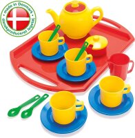 dantoy - Teeservice Spielset mit Servierbrett - Teeparty für Kinder - 18 Stück - Spielzeug für Kinder - Kinderküche - Hergestellt in Dänemark