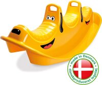Dantoy – Schaukelpferd mit 3 Sitzen - Wippe aus Langlebiger Kunststoff - Kinderwippe für Kinder - 1–5 Jahre - Glücklicher Gelber Hund - Garten Spielzeug - Draußen und Drinnen - Aus Dänemark