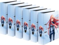 Original Falken 6er Pack Motiv-Ordner Manga Girl. Made in Germany. 8 cm breit DIN A4 Ringordner Aktenordner Briefordner Büroordner Plastikordner Motivordner