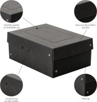 Original Falken PureBox Black. Made in Germany. 100 mm hoch DIN A5. Aufbewahrungsbox mit Deckel aus stabilem Recycling-Karton Blauer Engel Vegan Geschenkbox Transportbox Schachtel Allzweckbox