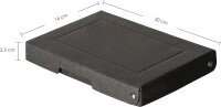 Original Falken PureBox Black. Made in Germany. 25 mm hoch 190x130 mm. Aufbewahrungsbox mit Deckel aus stabilem Recycling-Karton Blauer Engel Vegan Geschenkbox Transportbox Fotobox Allzweckbox