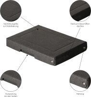 Original Falken PureBox Black. Made in Germany. 25 mm hoch 190x130 mm. Aufbewahrungsbox mit Deckel aus stabilem Recycling-Karton Blauer Engel Vegan Geschenkbox Transportbox Fotobox Allzweckbox