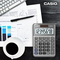 Casio Tischrechner MS-80F, 8-stellig, Steuerberechnung, Quadratwurzel, Aluminiumfront, Vorzeichenwechsel, Solar/Batteriebetrieb