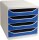Exacompta 310003D Premium Ablagebox mit 4 Schubladen für DIN A4+ Dokumente. Belastbare Schubladenbox mit hoher Kapazität für mehr Platz auf dem Schreibtisch Big Box Office Lichtgrau|Blau
