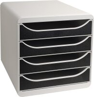 Exacompta 310014D Premium Ablagebox mit 4 Schubladen für DIN A4+ Dokumente. Belastbare Schubladenbox mit hoher Kapazität für mehr Platz auf dem Schreibtisch Big Box Office Grau|Schwarz