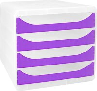 Exacompta 310319D Premium Ablagebox Chromaline mit 4 Schubladen für DIN A4+ Dokumente. Belastbare Schubladenbox mit hoher Kapazität für mehr Platz auf dem Schreibtisch Big Box Kristall|Violett