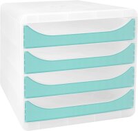 Exacompta 310336D Premium Ablagebox Chromaline mit 4 Schubladen für DIN A4+ Dokumente. Belastbare Schubladenbox mit hoher Kapazität für mehr Platz auf dem Schreibtisch Big Box Kristall|Türkis