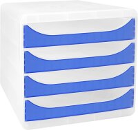 Exacompta 310360D Premium Ablagebox Chromaline mit 4 Schubladen für DIN A4+ Dokumente. Belastbare Schubladenbox mit hoher Kapazität für mehr Platz auf dem Schreibtisch Big Box Kristall|Königsblau