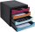 Exacompta 3104249D Premium Ablagebox MAIA mit 4 Schubladen für DIN A4+ Dokumente. Belastbare Schubladenbox mit hoher Kapazität für mehr Platz auf dem Schreibtisch Big Box Harlekin Schwarz|bunt