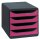 Exacompta 310784D Premium Ablagebox mit 4 Schubladen für DIN A4+ Dokumente. Belastbare Schubladenbox mit hoher Kapazität für mehr Platz auf dem Schreibtisch Big Box Iderama Schwarz|Himbeer