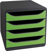 Exacompta 310795D Premium Ablagebox mit 4 Schubladen für DIN A4+ Dokumente. Belastbare Schubladenbox mit hoher Kapazität für mehr Platz auf dem Schreibtisch Big Box Iderama Schwarz|Apfelgrün