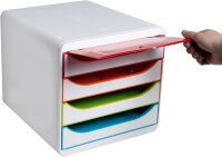Exacompta 310913D Premium Ablagebox mit 4 Schubladen für DIN A4+ Dokumente. Belastbare Schubladenbox mit hoher Kapazität für mehr Platz auf dem Schreibtisch Big Box Black Office Harlekin Weiß|Bunt