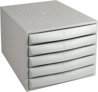Exacompta 222040D Premium Ablagebox mit 5 geschlossenen Schubladen für DIN A4+ Dokumente. Belastbare Schubladenbox mit hoher Kapazität für mehr Platz auf dem Schreibtisch The Box lichtgrau