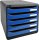Exacompta 3097279D Premium Ablagebox mit 5 Schubladen für DIN A4+ Dokumente. Stapelbare Schubladenbox mit hoher Kapazität für mehr Platz auf dem Schreibtisch Big Box Iderama Schwarz|Eisblau