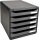 Exacompta 309738D Premium Ablagebox mit 5 Schubladen für DIN A4+ Dokumente. Stapelbare Schubladenbox mit hoher Kapazität für mehr Platz auf dem Schreibtisch Big Box Plus Metallic Schwarz|Silber