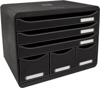Exacompta 306714D Ablagebox Glossy Querformat mit 6 Schubladen für DIN A+ Dokumente. Belastbare Schubladenbox mit hoher Kapazität für mehr Platz auf dem Schreibtisch Store Box Blauer Engel Schwarz